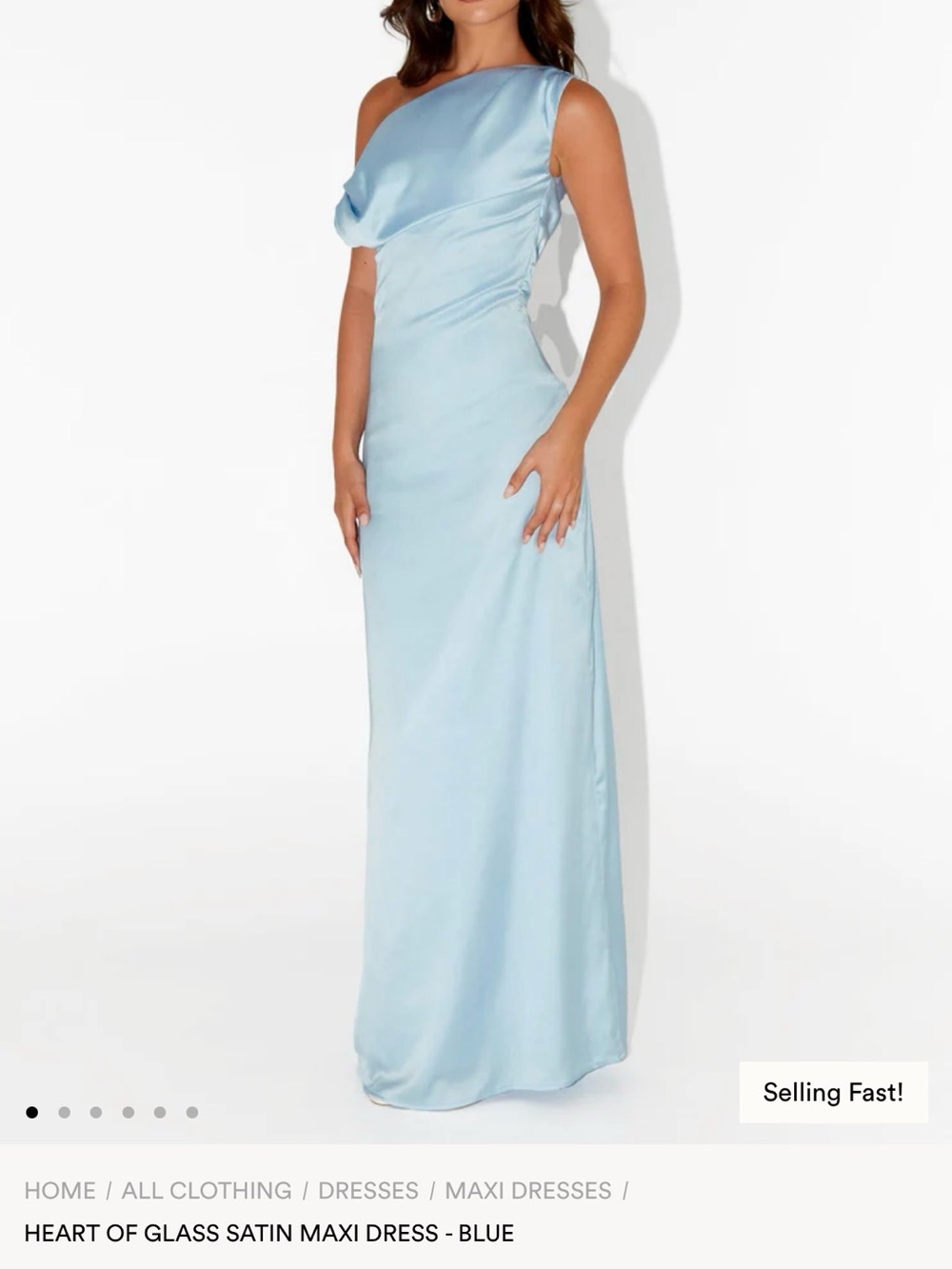 Peppermayo One-Shoulder Satin Maxi Dress - Blue